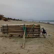 Raft on the beach of Mancora on the north coast of Peru